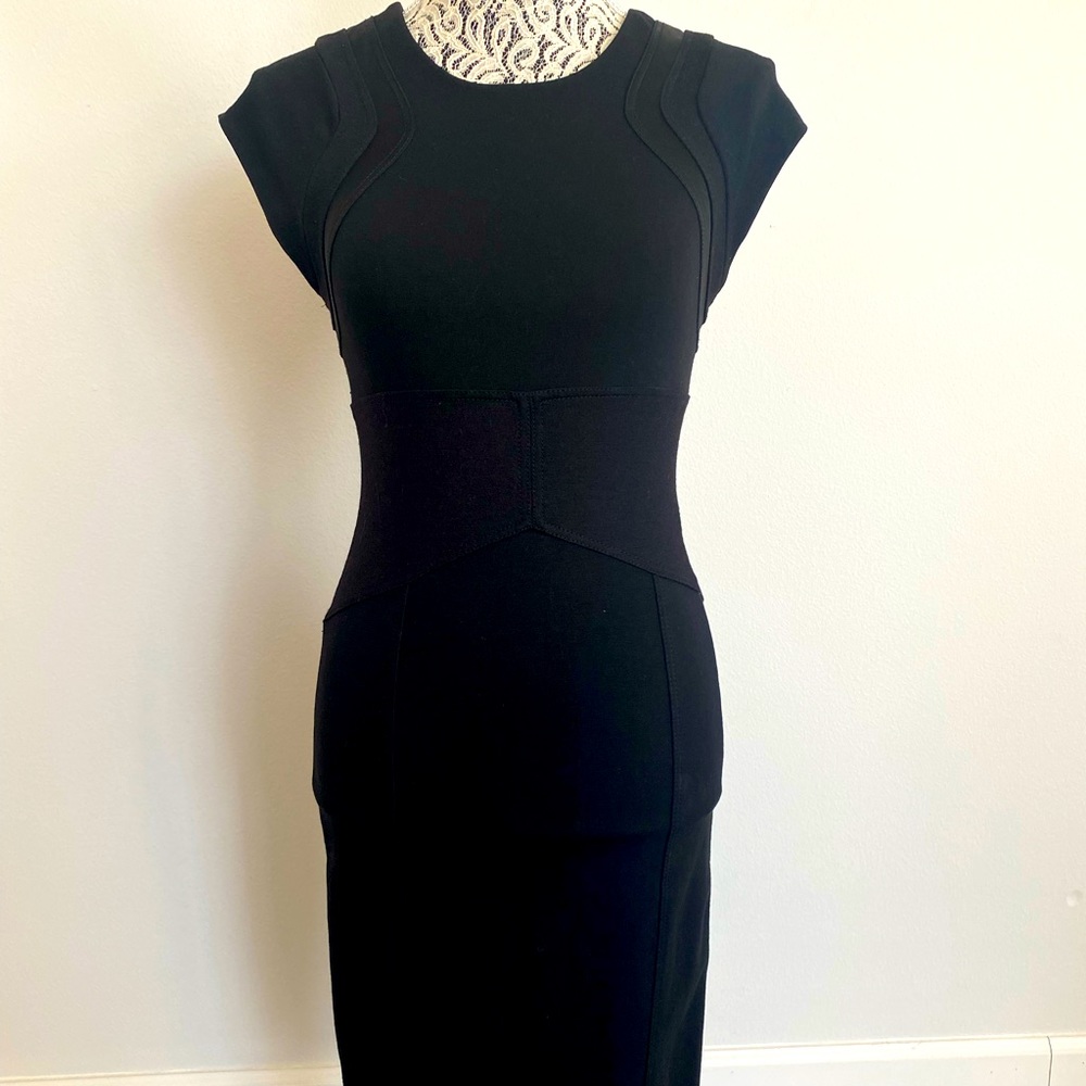 Diane von Furstenberg form fitting business, shin length sheath dress; business